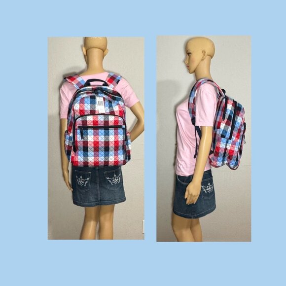 Vera Bradley Campus Backpack Patriotic Plaid NWT - Picture 6 of 11